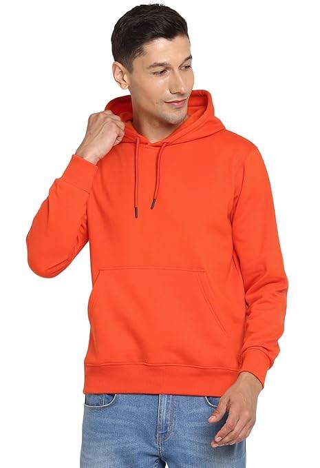 Mens Fleece Plain Orange Hoodie - MYLUXURY LANE ENTERPRISE