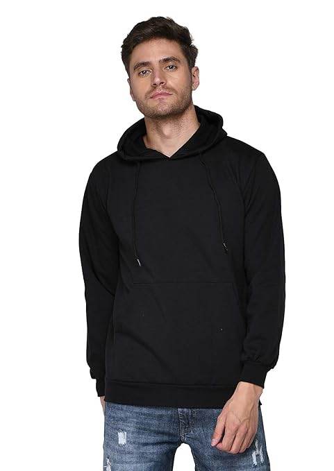 Men Plain Solid Black Hoodie - MYLUXURY LANE ENTERPRISE