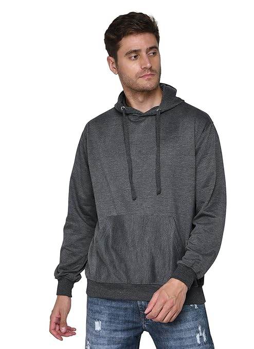 Men Plain Solid Charcoal Grey Hoodie - MYLUXURY LANE ENTERPRISE
