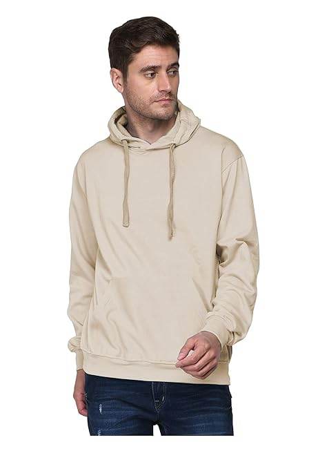 Men Plain Solid Cream Hoodie - MYLUXURY LANE ENTERPRISE