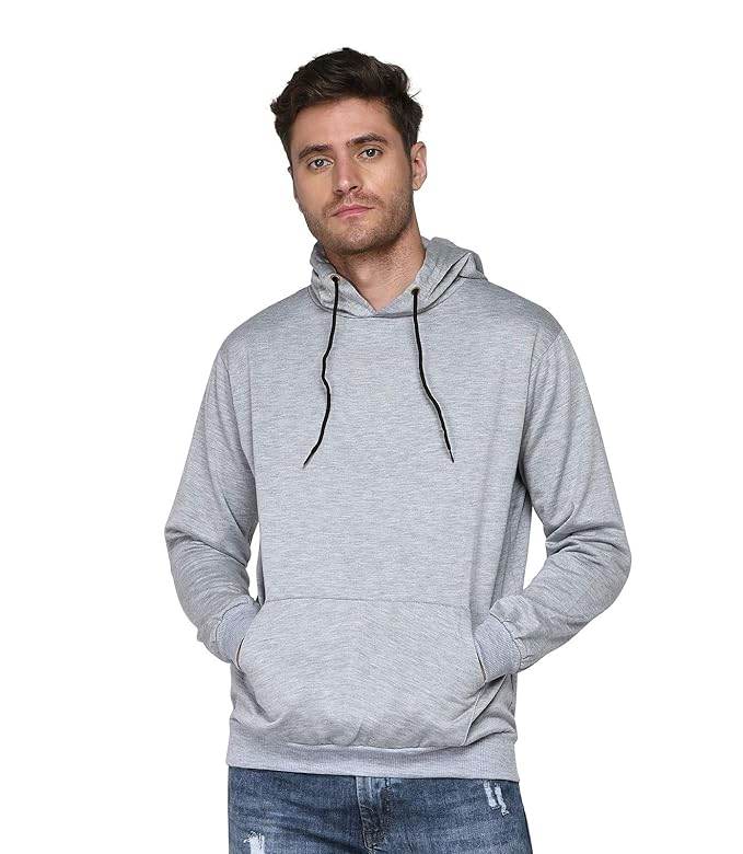 Men Plain Solid Grey Hoodie - MYLUXURY LANE ENTERPRISE