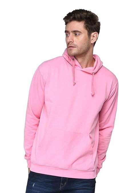 Men Plain Solid Pink Hoodie - MYLUXURY LANE ENTERPRISE
