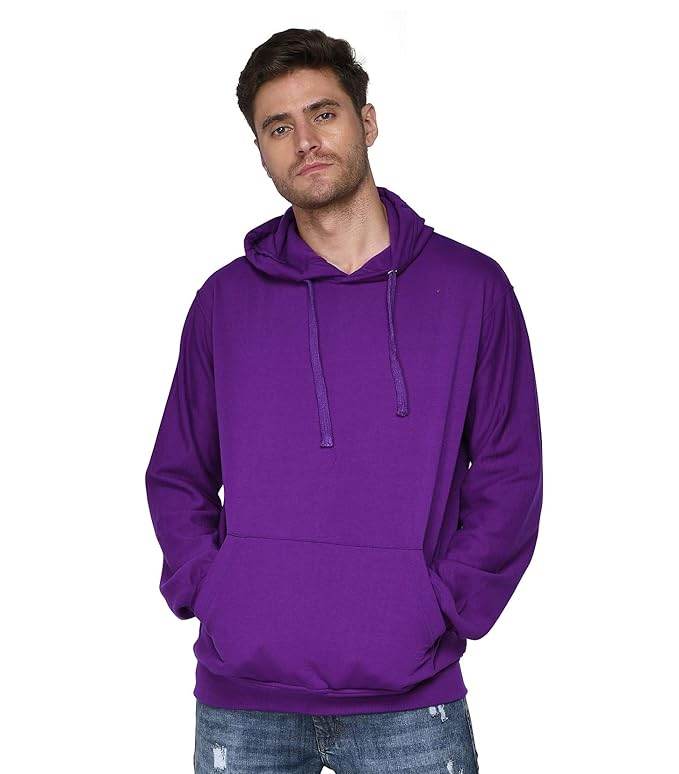 Men Plain Solid Purple Hoodie - MYLUXURY LANE ENTERPRISE