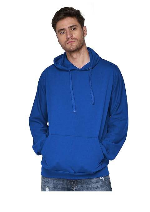 Men Plain Solid Royal Blue Hoodie - MYLUXURY LANE ENTERPRISE