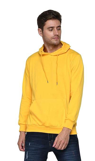 Men Plain Solid Yellow Hoodie - MYLUXURY LANE ENTERPRISE