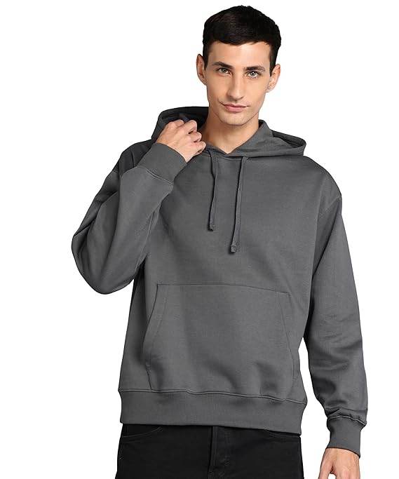 Men's Cotton Oversize Dark Grey Hoodie - MYLUXURY LANE ENTERPRISE