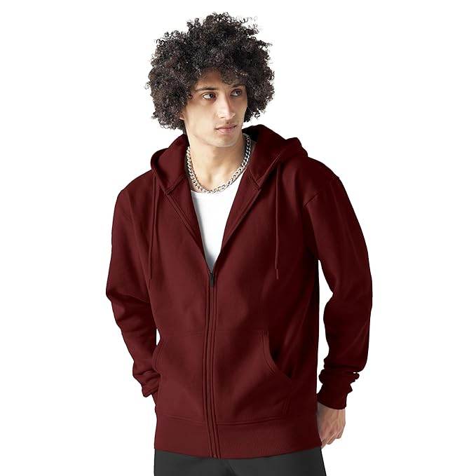 Men Cotton Fleece Maroon Hoodie. - MYLUXURY LANE ENTERPRISE