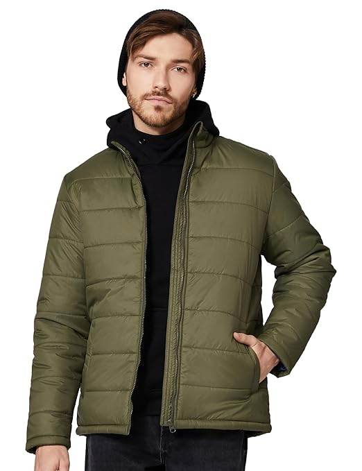 Men's Polyester Standard Olive Jacket - MYLUXURY LANE ENTERPRISE