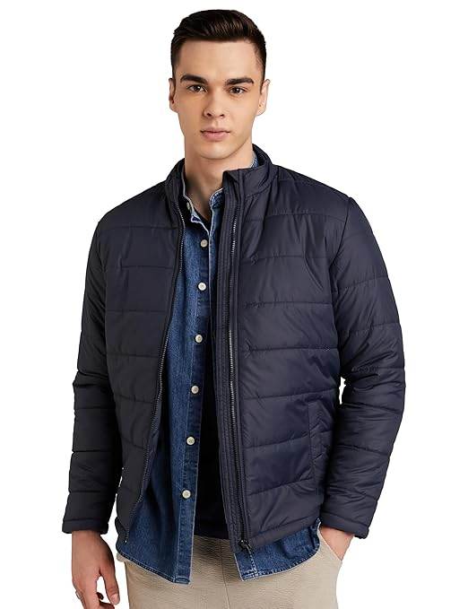 Men's Polyester Standard Navy Blue Jacket - MYLUXURY LANE ENTERPRISE