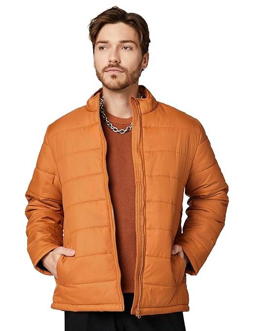 Men's Polyester Standard Orange Jacket - MYLUXURY LANE ENTERPRISE