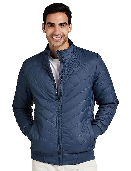 Men's Polyester Standard Airforce Blue Jacket - MYLUXURY LANE ENTERPRISE