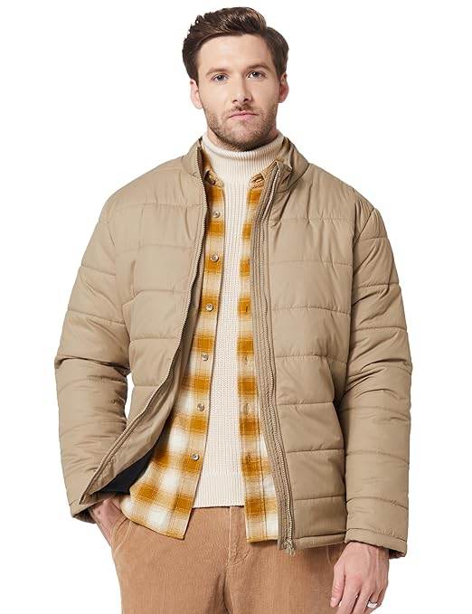 Men's Polyester Standard Beige Jacket - MYLUXURY LANE ENTERPRISE