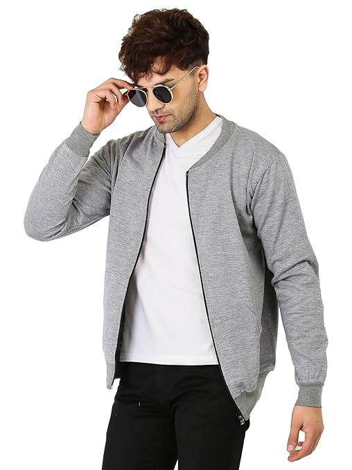 Men's Loopknit Regular Fit Grey Jacket - MYLUXURY LANE ENTERPRISE