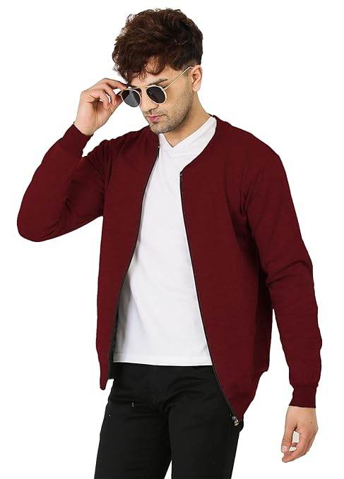 Men's Loopknit Regular Fit Maroon Jacket - MYLUXURY LANE ENTERPRISE