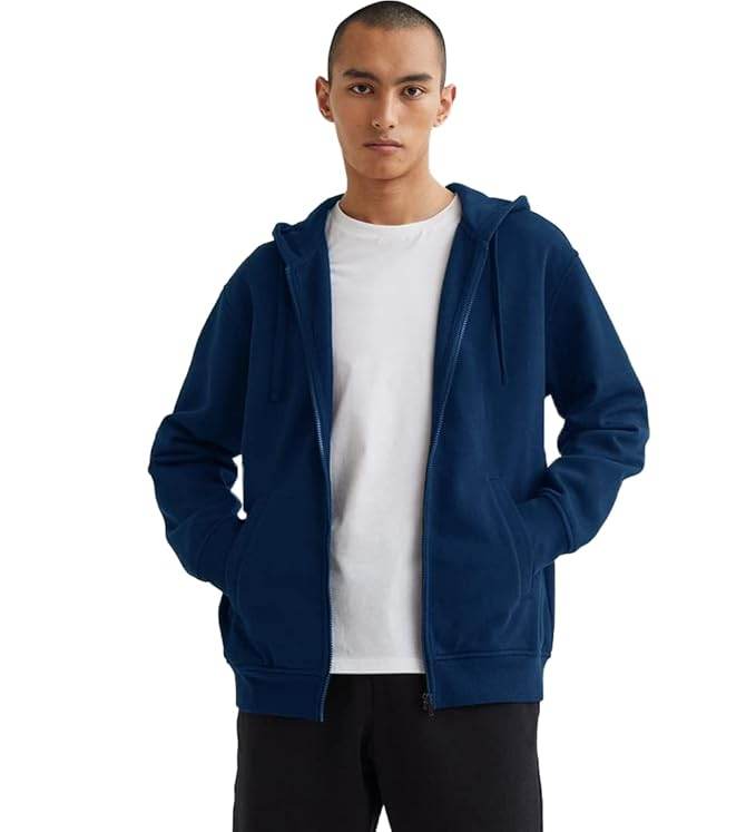 Men's Plain Chain Cotten Navy Blue Jacket - MYLUXURY LANE ENTERPRISE