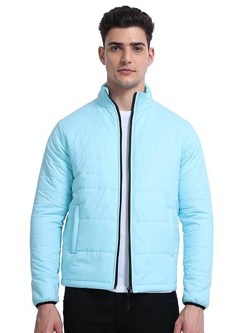 Men Bomber Puffer Sky Blue Jacket - MYLUXURY LANE ENTERPRISE