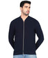 Men Solid Front Zipper Navy Blue Jacket - MYLUXURY LANE ENTERPRISE