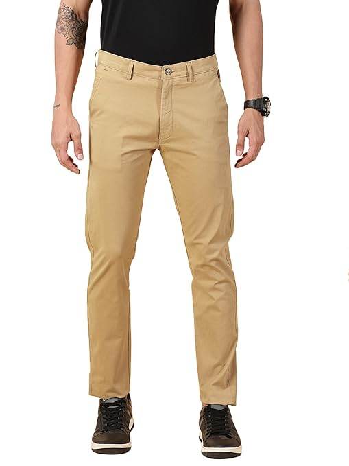 Men Chinos Casual Camel Beige Trousers - MYLUXURY LANE ENTERPRISE