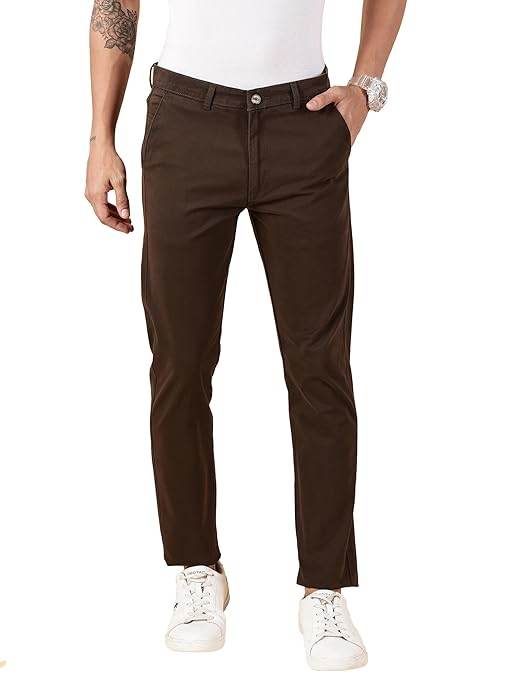 Men Chinos Casual Coffee Trousers - MYLUXURY LANE ENTERPRISE