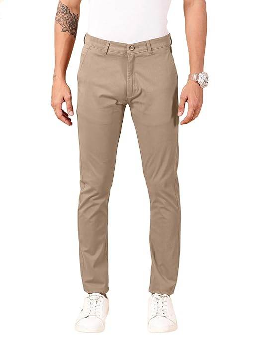 Men Chinos Casual Tan Trousers - MYLUXURY LANE ENTERPRISE