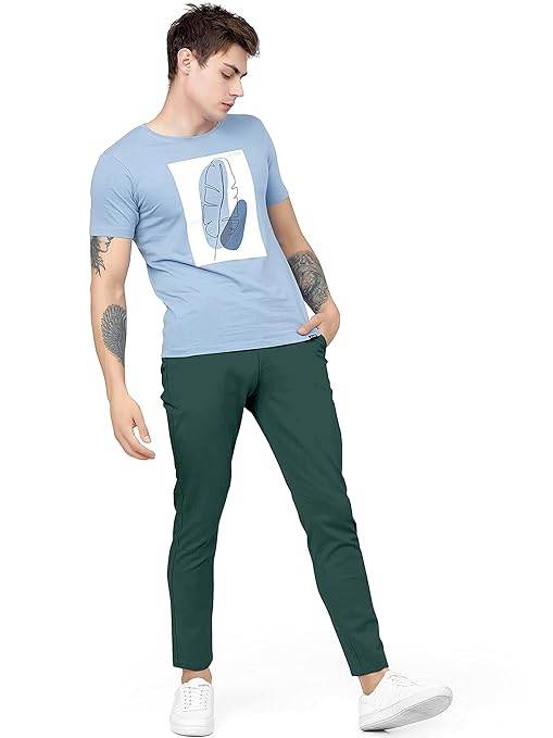 Men Plain Regular Fit Forest Green Pant - MYLUXURY LANE ENTERPRISE