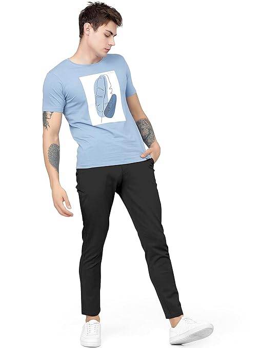 Men Plain Regular Fit Black Pant - MYLUXURY LANE ENTERPRISE