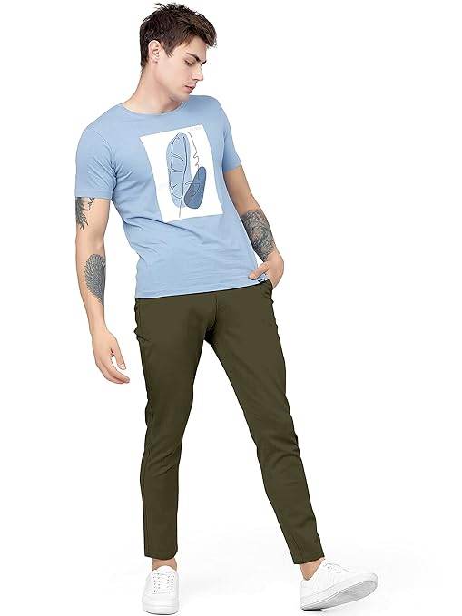 Men Plain Regular Fit Mehandi Pant - MYLUXURY LANE ENTERPRISE