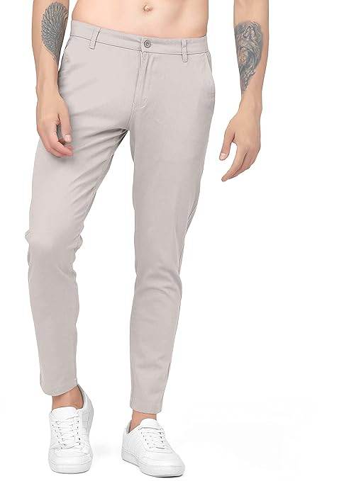 Men Plain Regular Fit Off White Pant - MYLUXURY LANE ENTERPRISE