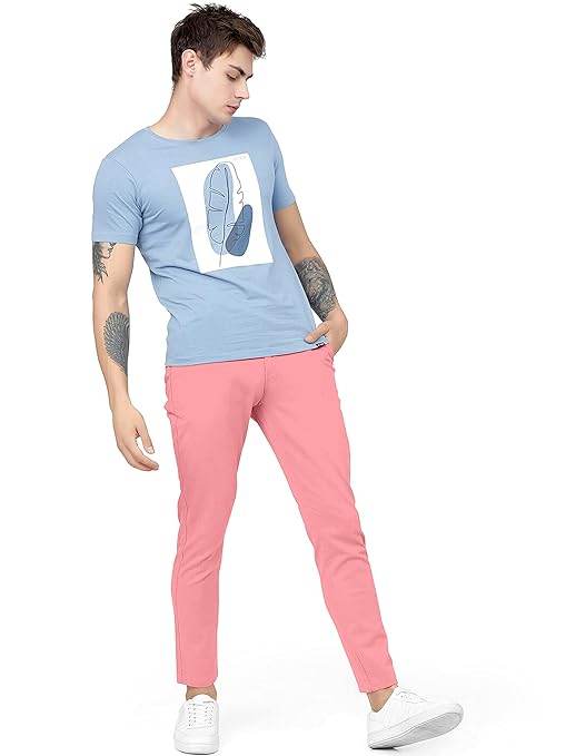 Men Plain Regular Fit Pink Pant - MYLUXURY LANE ENTERPRISE