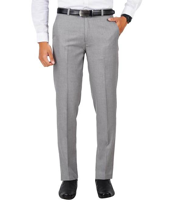 Men's Solid Formal Ash Grey Pants - MYLUXURY LANE ENTERPRISE