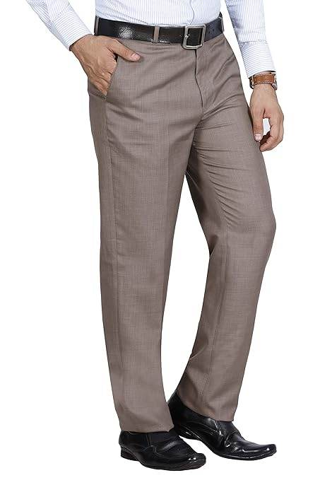 Men's Solid Formal Beige Pants - MYLUXURY LANE ENTERPRISE