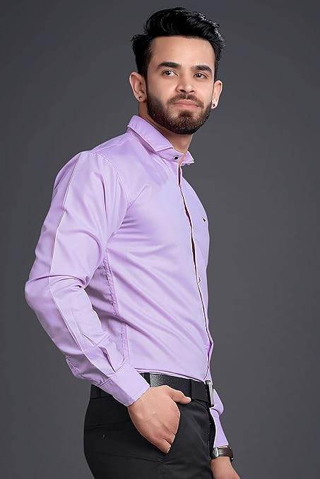 Men's Regular Fit Light Purple Formal Shirt - MYLUXURY LANE ENTERPRISE