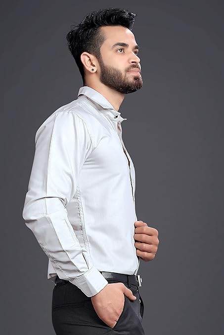 Men's Regular Fit Light Grey Formal Shirt - MYLUXURY LANE ENTERPRISE
