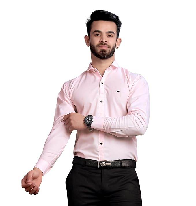 Men's Regular Fit Light Peach Formal Shirt - MYLUXURY LANE ENTERPRISE