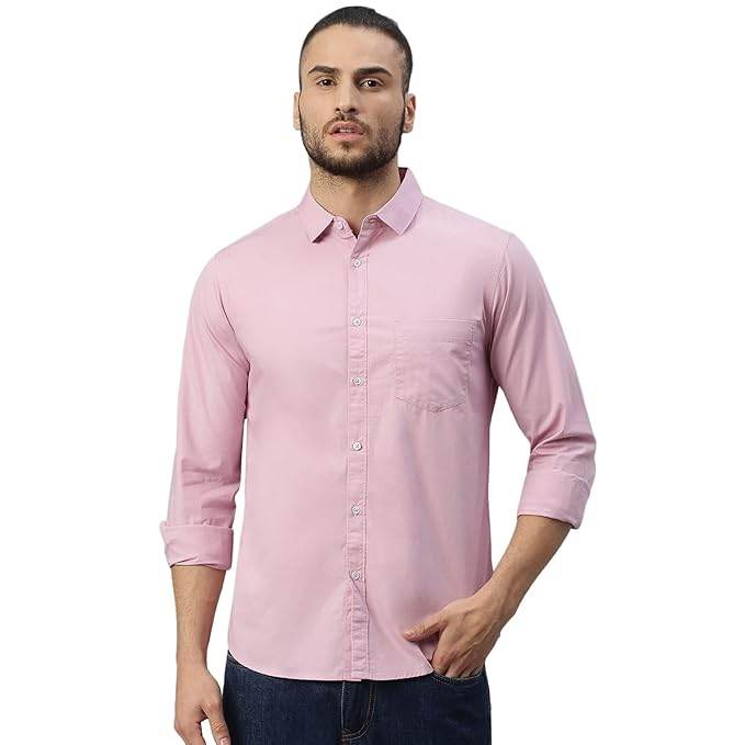 Men Solid Cotton Casual Mauve Shirt - MYLUXURY LANE ENTERPRISE
