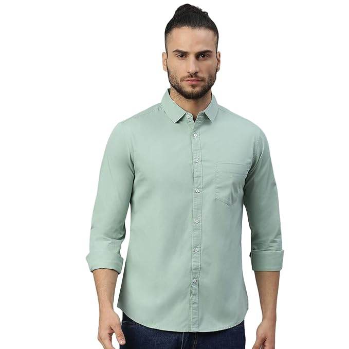 Men Solid Cotton Casual Sage Shirt - MYLUXURY LANE ENTERPRISE