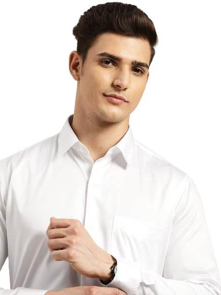Men Cotton Plain White Shirt - MYLUXURY LANE ENTERPRISE