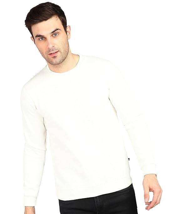 Men Round Neck Off White Sweatshirt - MYLUXURY LANE ENTERPRISE