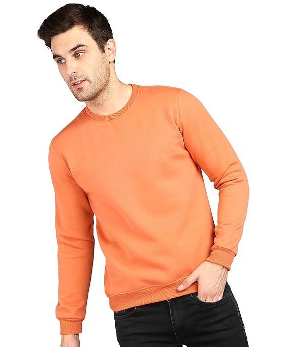 Men Round Neck Orange Sweatshirt - MYLUXURY LANE ENTERPRISE