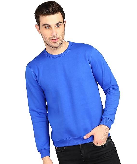 Men Round Neck Royal Blue Sweatshirt - MYLUXURY LANE ENTERPRISE
