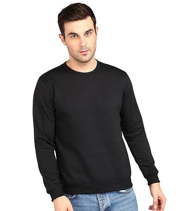 Men Round Neck Jet Black Sweatshirt - MYLUXURY LANE ENTERPRISE