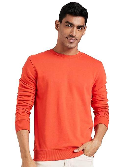 Men Plain Light Orange Sweatshirt - MYLUXURY LANE ENTERPRISE