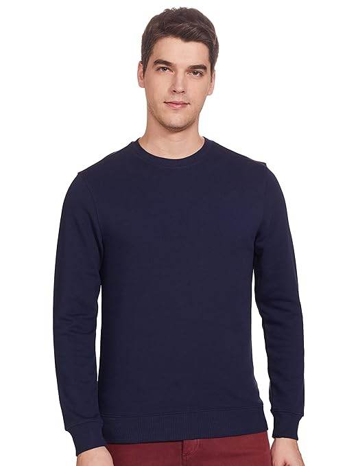 Men Plain Navy Blue Sweatshirt - MYLUXURY LANE ENTERPRISE