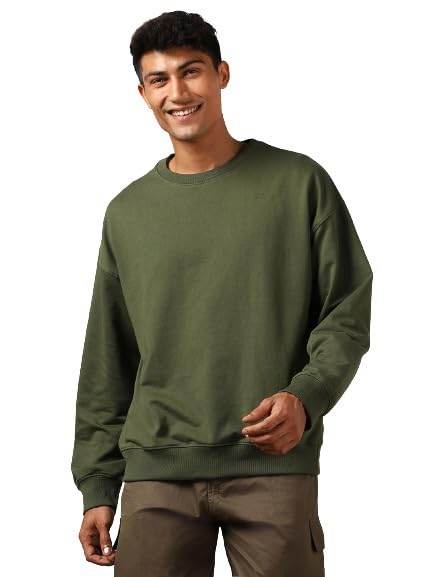 Men's Fleece Oversized Olive Green Sweatshirt - MYLUXURY LANE ENTERPRISE