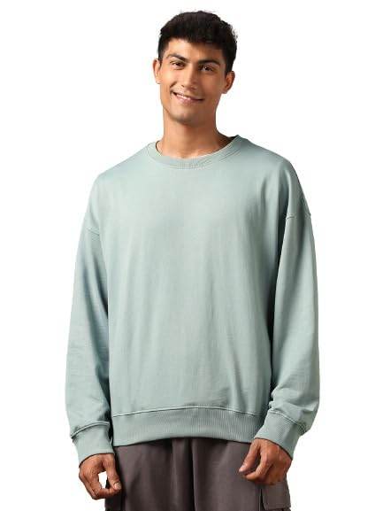 Men's Fleece Oversized Aqua Grey Sweatshirt - MYLUXURY LANE ENTERPRISE