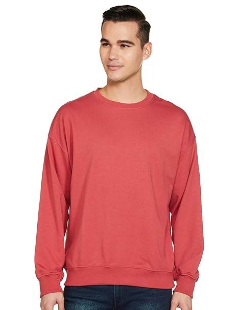 Men's Fleece Oversized Dusty Red Sweatshirt - MYLUXURY LANE ENTERPRISE