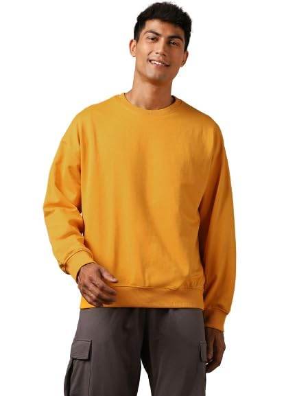 Men's Fleece Oversized Mustard Yellow Sweatshirt - MYLUXURY LANE ENTERPRISE