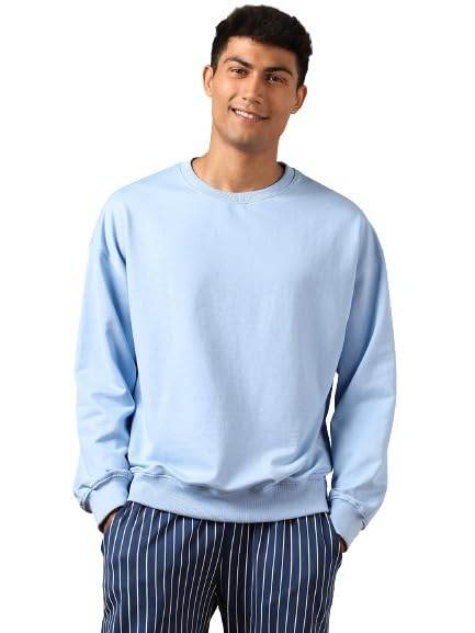 Men's Fleece Oversized Powder Blue Sweatshirt - MYLUXURY LANE ENTERPRISE