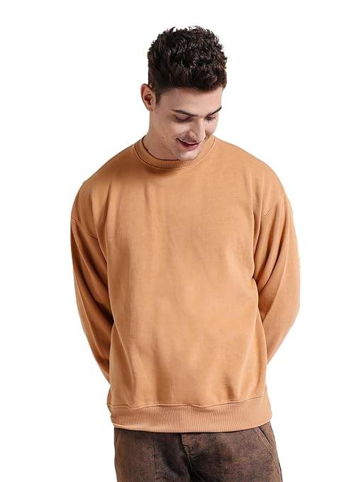 Men Round Neck Slate Orange Sweatshirt - MYLUXURY LANE ENTERPRISE