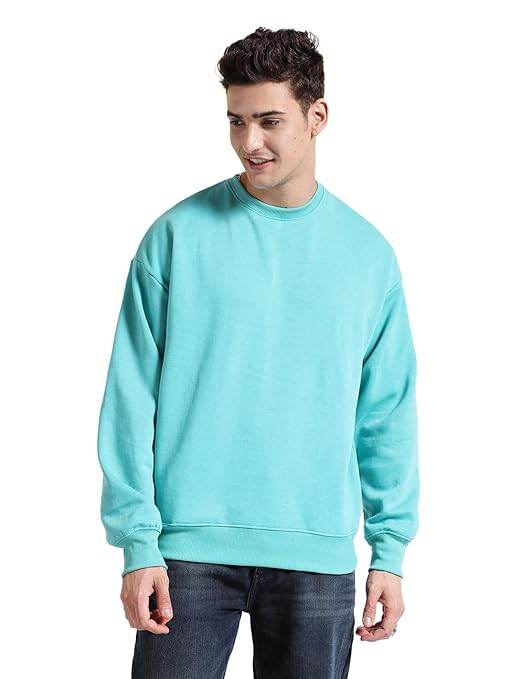 Men Round Neck Sky Blue Sweatshirt - MYLUXURY LANE ENTERPRISE